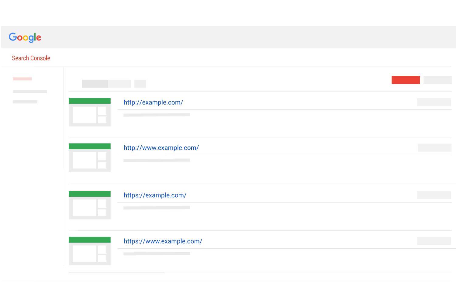 url versions as seen in Google search console